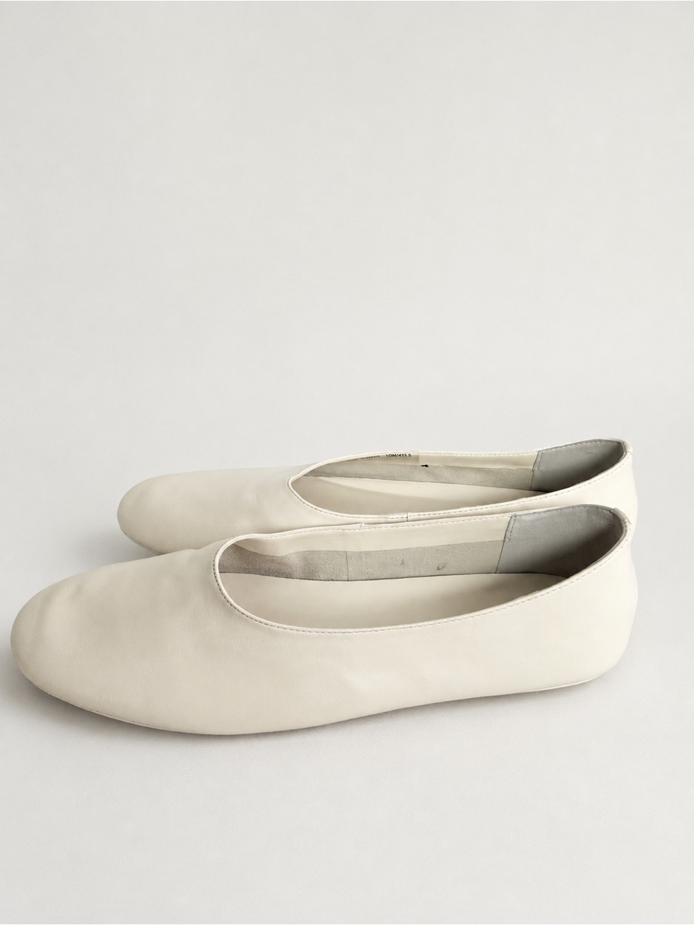 Vince Cream Leather Slip-On Ballet Flats